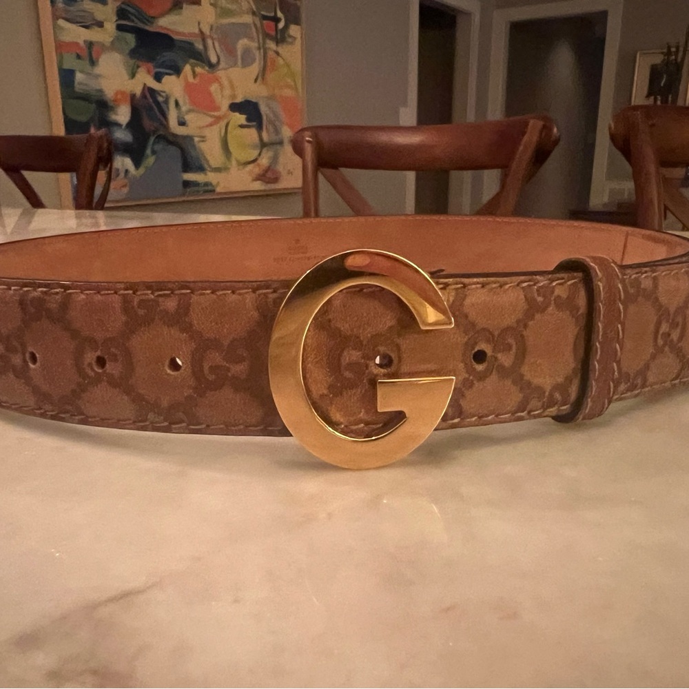 Gucci Brown Guccissima Leather G Buckle Belt 90CM